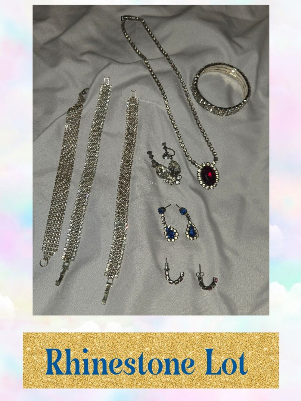Rhinestone Bracelet and Jewelry Lot -